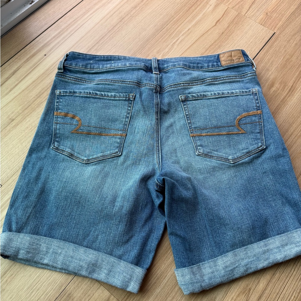 American Eagle Outfitters Light and Dark Blue Denim Shorts
